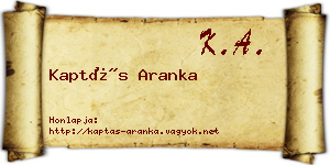 Kaptás Aranka névjegykártya